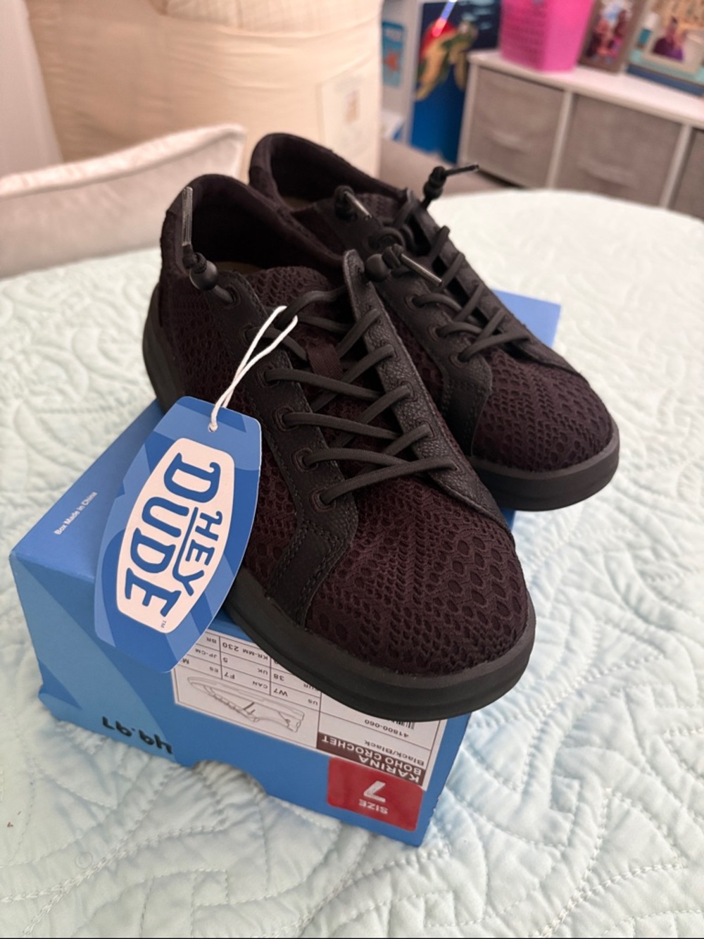 Hey Dude Women's Knit Sneakers - Black/Burgundy